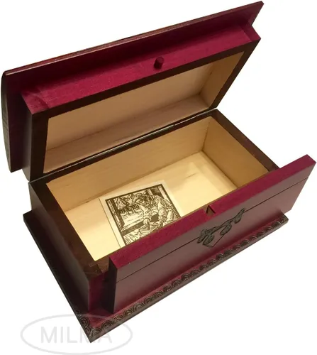 Miniatura 3 de Caja decorativa de madera para el pecho, caja de rompecabezas de apertura secreta celta, recuerdo de joyería hecha a mano hecha en Polonia, Madera