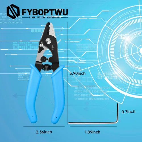 Miniatura 3 de 1 unid V-CFS-3 Pelacables de fibra óptica de 3 orificios de acero inoxidable herramienta de pelado de fibra óptica con mango de 6 pulgadas, azul