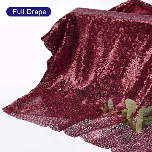 Miniatura 5 de MECCANIXITY Tela de lentejuelas rojo burdeos, 4 yardas de longitud 4.2 pies de ancho, tela de malla de lentejuelas brillantes para decoración