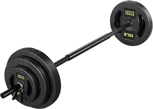 AboveGenius Juego de pesas de barra, juego de barras de pesas libres ajustables de 45 libras para entrenamiento de fuerza en el gimnasio en casa,