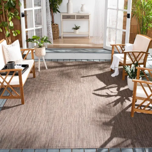 Miniatura 91 de SAFAVIEH Alfombra Lavable para Exteriores Colección Courtyard - Pasillo de 2'3" x 6'7", Azul Marino y Gris, No Desprende Pelusa y Fácil Limpieza
