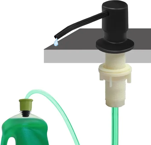 Miniatura 7 de Dispensador de jabón para fregadero de cocina (níquel cepillado), dispensador de jabón de fregadero de diseño integrado, repuesto desde la parte