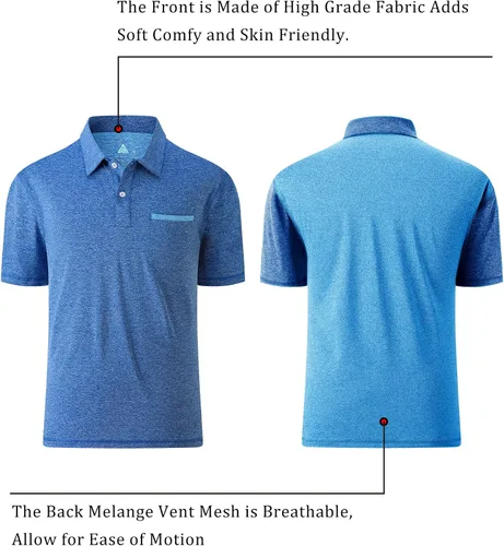 Miniatura 63 de V VALANCH Polo de golf de manga corta para hombre, estilo casual, con cuello que absorbe la humedad
