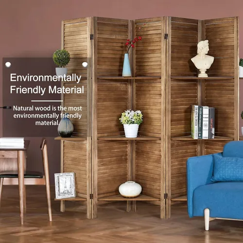 Miniatura 12 de ROSE HOME FASHION Divisor de habitación de madera de 4 paneles de 5.6 pies, paneles de pantalla de privacidad plegables de madera, divisor