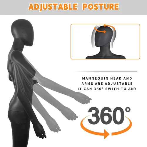 Miniatura 4 de Maniquí femenino cuerpo completo ajustable maniquí torso vestido forma con base de metal 69 pulgadas