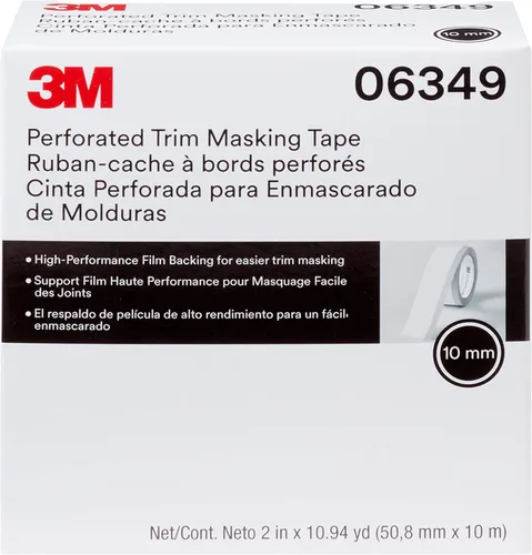 Miniatura 3 de 3M Cinta adhesiva perforada 06349, protección para molduras, cinta para levantar molduras, desgarre manual, banda dura de 10 mm, 50,8 mm x 10 m