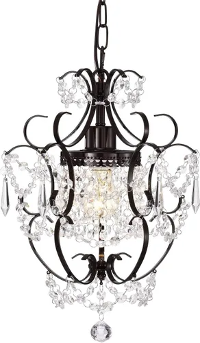 Miniatura 10 de Candelabro pequeño para dormitorio, candelabro cromado 90% preensamblado, mini candelabro de cristal acrílico, 1 lámpara colgante para dormitorio