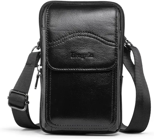 Funda de cuero genuino para teléfono compatible con iPhone 16 Pro Max 15 Pro Max 14 Pro Max 13 Pro Max Samsung Galaxy S25 Ultra S24 Ultra Bolsa para