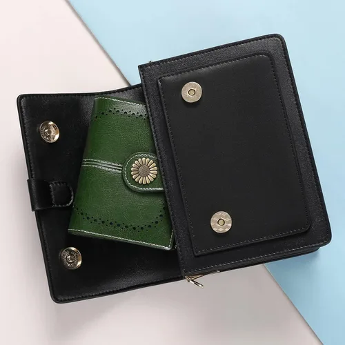 Miniatura 51 de SENDEFN - Billetera pequeña de piel auténtica para mujer, diseño plegable con ventana para tarjeta de identificación