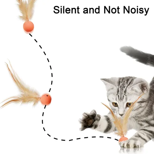 Miniatura 3 de Pelotas de juguete para gatos con plumas, 3 pelotas interactivas para gatos de interior y gatitos juguetones, juguetes de goma