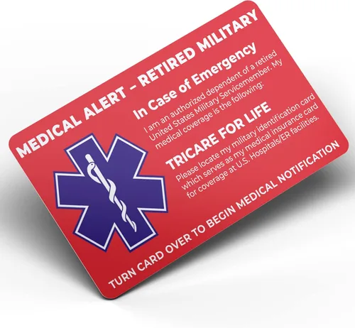 Miniatura 3 de Tarjeta de alerta médica militar retirada de Estados Unidos - Solo dependientes militares - Información de contacto médico de emergencia