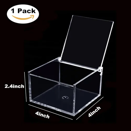 Miniatura 2 de KissYou Caja de acrílico con tapa, caja transparente con tapa con bisagras, almacenamiento de acrílico, soporte para cápsulas de café, organizador
