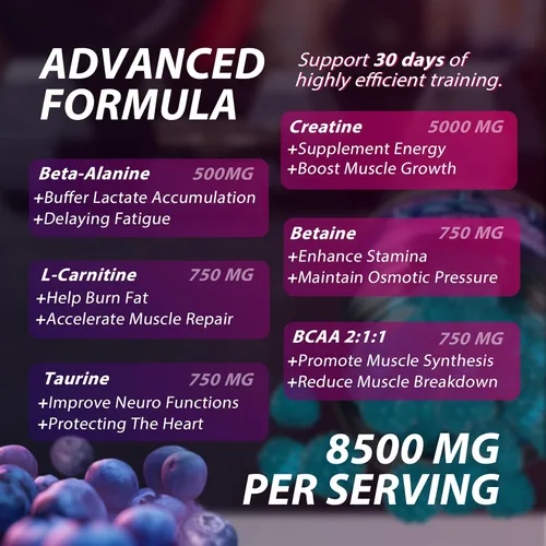 Miniatura 9 de Gomitas de monohidrato de creatina complejo de 8500 mg para hombres y mujeres, suplemento de monohidrato de creatina para el crecimiento muscular