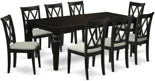 Miniatura 9 de East West Furniture LGCL9-LWH-C Juego de mesa de comedor moderno de 9 piezas, incluye una mesa rectangular de madera con hoja de mariposa y 8 sillas