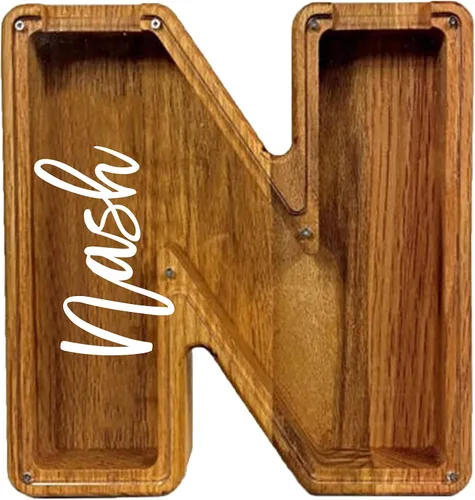Miniatura 13 de Alcancía de madera grande personalizada, 7.5 pulgadas, con ventana acrílica fácil de abrir, caja de ahorro de dinero inicial para niños y niñas