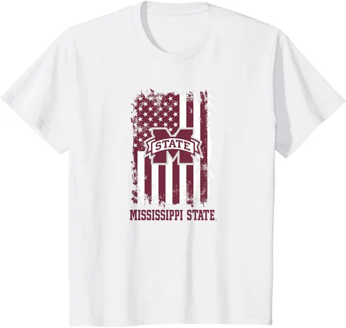 Miniatura 4 de Camiseta patriótica retro con bandera estadounidense de los Mississippi State Bulldogs, Negro