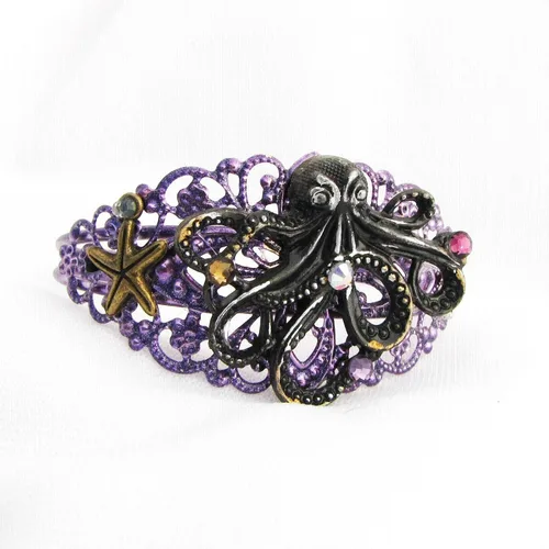 Miniatura 4 de Ursula Pulpo Brazalete Metal Steampunk Bajo el Mar