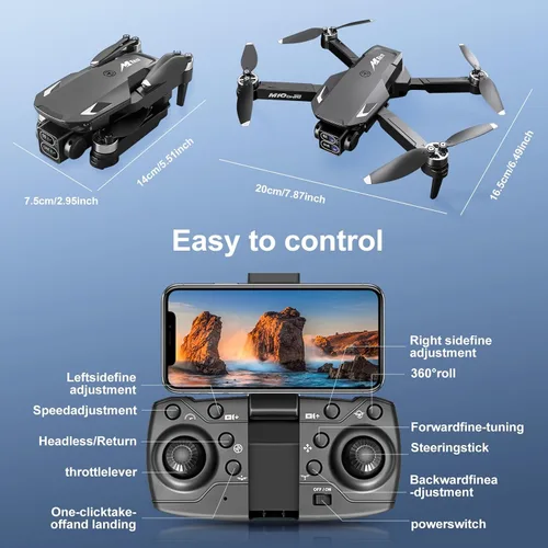 Miniatura 9 de Drones 4K con cámara para adultos, dron plegable para principiantes con 3 baterías, tiempo de vuelo de 36 minutos, dron de transmisión HD FPV, mini