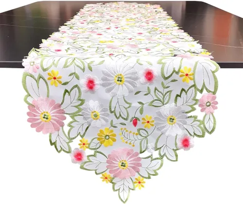 Miniatura 11 de LeLehome Juego de 4 manteles individuales redondos bordados con margaritas de primavera, 15 pulgadas, decoración de mesa para el hogar, cocina