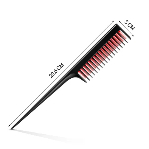 Miniatura 2 de Leinuosen Peine de cola de rata triple de 8 pulgadas con púa para mujer, corte ligero, seccionado, peine de dientes finos, añade volumen