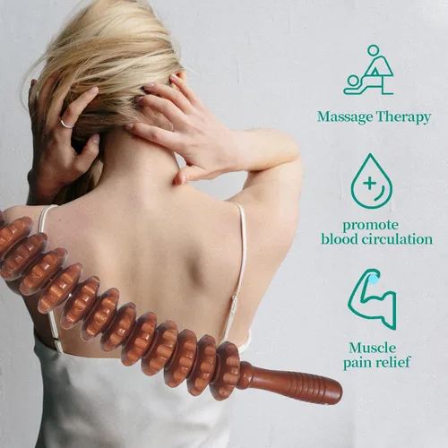 Miniatura 3 de Herramientas de masaje de terapia de madera, rodillo de masaje curvado para esculpir el cuerpo, masajeador de drenaje linfático, kit