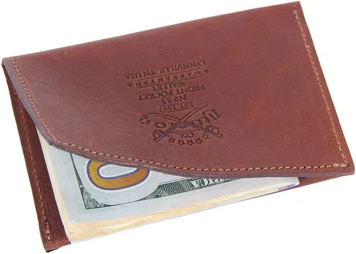 Miniatura 5 de Col. Littleton Cartera de piel de grano completo No.33 con bolsillo frontal para tarjetas, fabricada en Estados Unidos, Marrón, Vintage