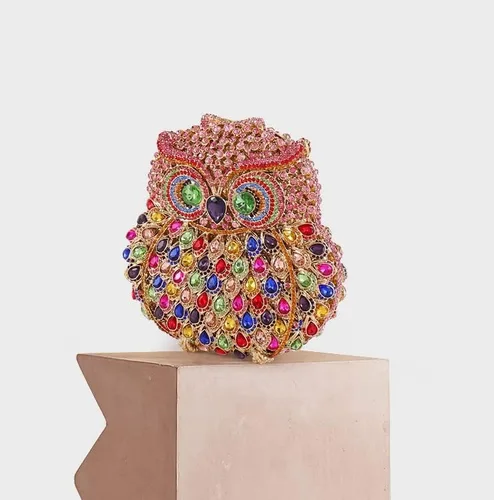 Miniatura 2 de UMREN Lindo bolso de mano de búho para mujer, bolso de noche de cristal, bolso de lujo con diamantes de imitación para boda y fiesta