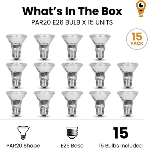 Miniatura 8 de 12Vmonster Par 20 Paquete de 15 bombillas halógenas FL25 50PAR20/FL de 40 vatios bombilla halógena I no luz azul dañina I 120 V iluminación campana