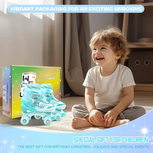 Miniatura 7 de Patines para niños y niñas con detalles de purpurina, patines de diseño musical para exteriores con ruedas iluminadas, patines ajustables para niños