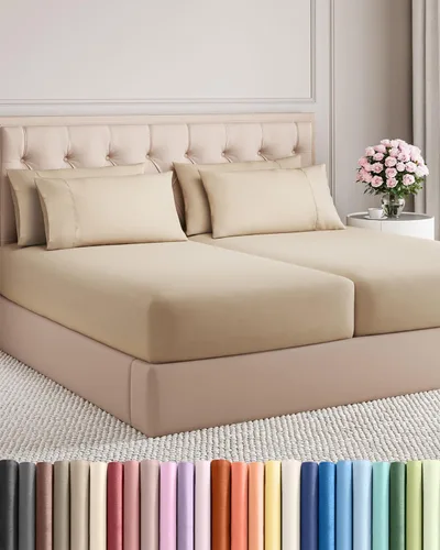 Miniatura 36 de Juego de sábanas Queen de 6 piezas, sábanas tamaño Queen, ropa de cama suave de lujo de hotel, refrescante, cómoda y transpirable, 1 encimera, 1 26
