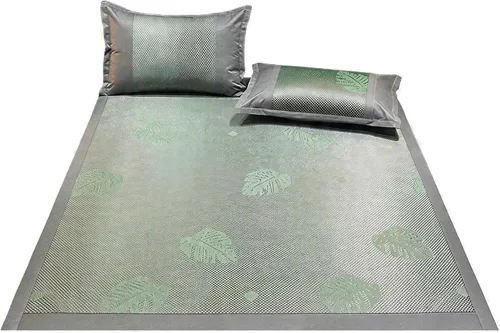 Miniatura 9 de Tapete cuadrado de enfriamiento para cama, tapete de ratán de seda de hielo, Jacquard plegable mezclado seda de hielo y alfombrilla de ratán
