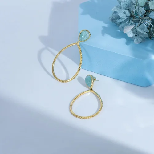 Miniatura 5 de G&GEMSJEW Gold Dangle Earrings for Women, 14K Gold Plated Gemstone Earrings