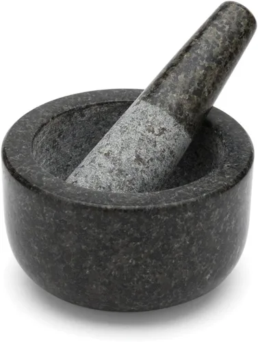 Miniatura 3 de Fox Run mortero y pilón de granito, diámetro de 4.75 pulgadas, negro y gris