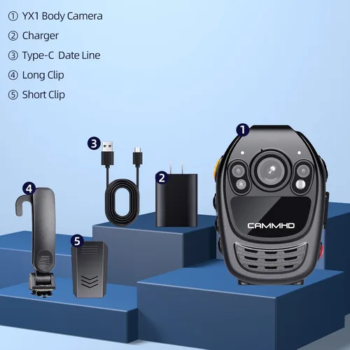 Miniatura 4 de CAMMHD YX1-64G 2K/1440P Cámara Cuerpo Soporte Video Audio Imagen, Batería 3500mAh Trabajo 12hrs, Visión Nocturna y Pantalla 2.0IN Fácil