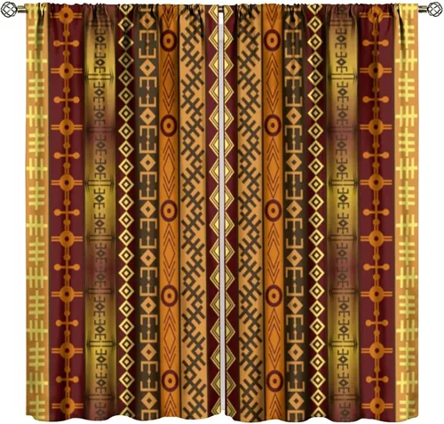 Miniatura 9 de BAEKJIN Cortinas opacas africanas, color blanco y negro, abstracto, geométrico, africano, tribal, escritura, étnico, para hombres, niños