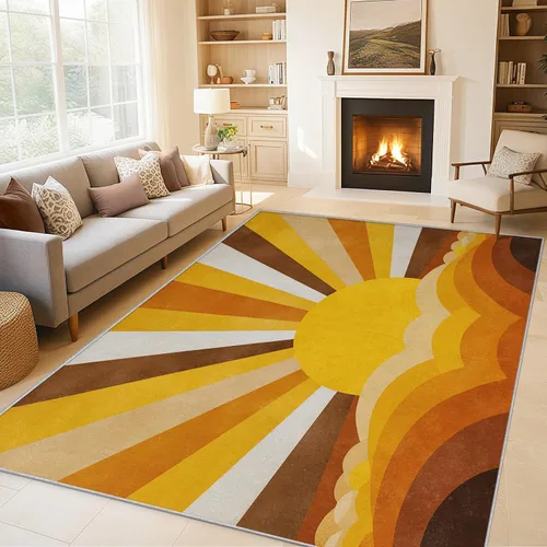Miniatura 11 de 2x3 Retro Wavy Throw Rugs for Entryway, Washable Mid Century Modern Pattern Indoor Door Mat, Bedroom Kitchen Entrance, Non Slip Soft Thin, Abstract