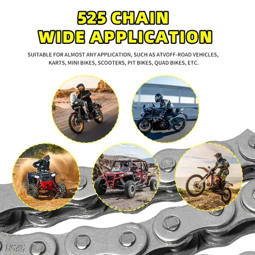Miniatura 8 de Cadena de motocicleta de 525 pasos sin junta tórica para Yamaha YZF-R6 R1 MT-07 MT-09 MT-10 FZ-07 FZ-08 FZ-09 XSR700 XSR900 Tracer 900 XTZ690 Tenere