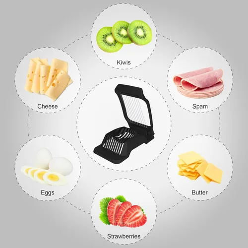 Miniatura 2 de Cortador de huevos para huevos duros Cortador de fresas (Negro)
