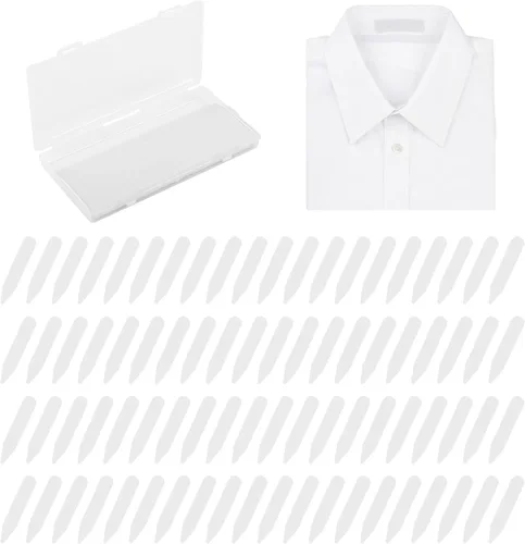 Miniatura 9 de 200 soportes de cuello para camisas de vestir de hombre, collar de plástico con funda de almacenamiento, inserciones invisibles de cuello de camisa