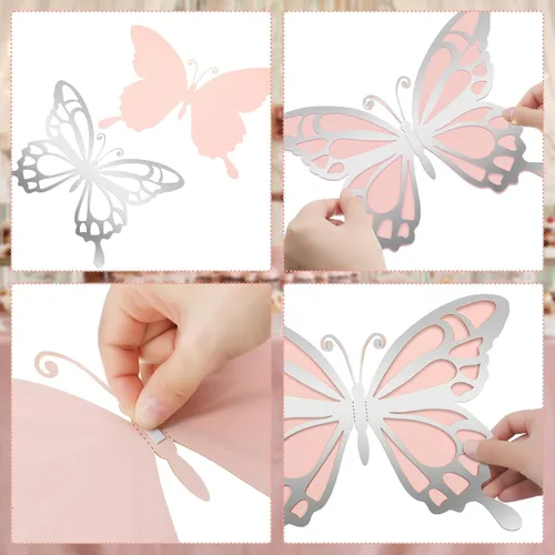 Miniatura 3 de Geyee 12 piezas de decoración de fiesta de mariposa grande 3D de 12 pulgadas, 10 pulgadas, centros de mesa de mariposa grandes para mesas, baby