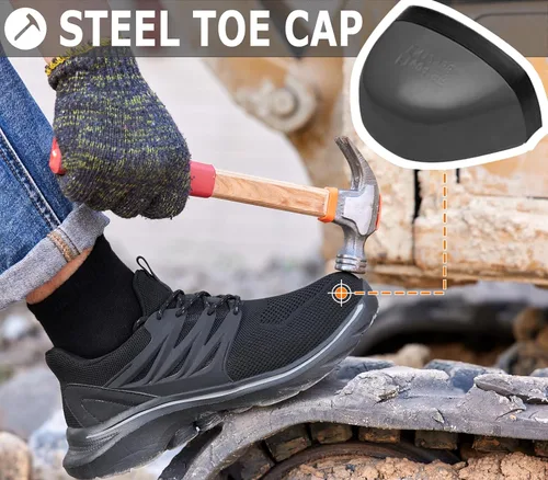 Miniatura 2 de Zapatos deportivos con punta de acero para hombre, zapatos de trabajo ligeros, antideslizantes, zapatos de seguridad de construcción indestructible