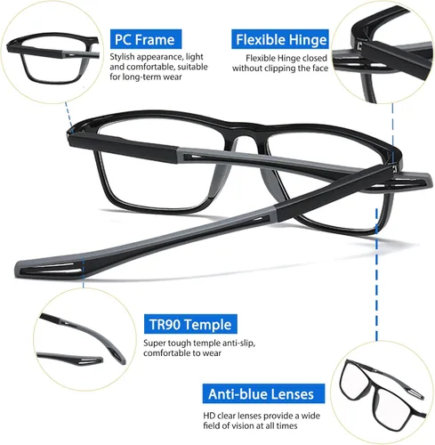 Miniatura 4 de Multifocal Progressive Transition Photochromic Reading Glasses Blue Light Blocking Multifocus Readers Spring Hinge