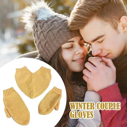 Miniatura 4 de Guantes de invierno de punto para parejas, guantes cálidos de punto con diseño de mano para parejas, guantes de dedo completo para parejas, guantes