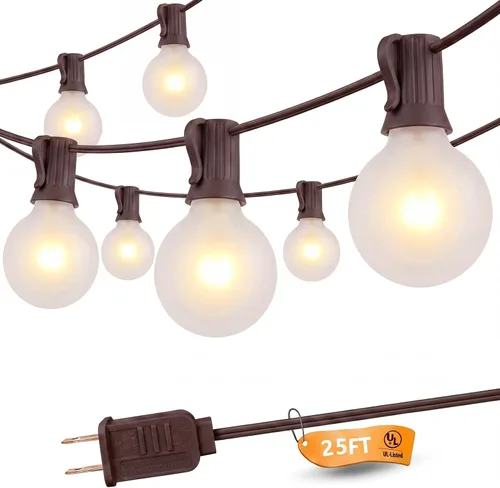 Miniatura 6 de SUNSGNE Guirnalda de luces de patio G40 impermeable de 100 pies para exteriores con 105 bombillas Edison transparentes, luces de globo para 24.9 ft