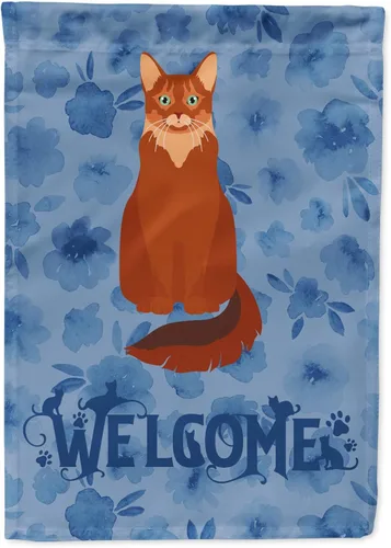 Miniatura 83 de Caroline's Treasures CK5047CHF Ojos Azules - Bandera de bienvenida con diseño de gato para casa de porche, grande, para colgar en la pared