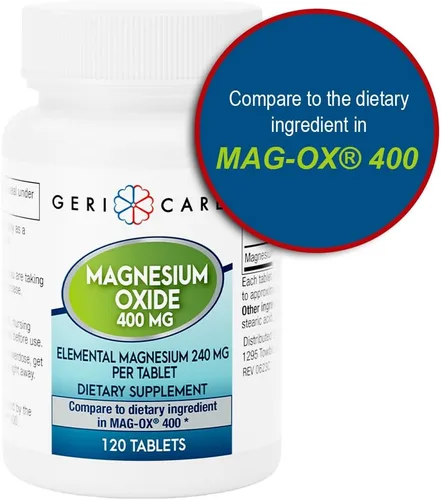 Miniatura 6 de GeriCare Suplemento de óxido de magnesio 240 mg de magnesio elemental, 120 tabletas, apoyo mineral esencial, promueve la salud vascular, la fuerza