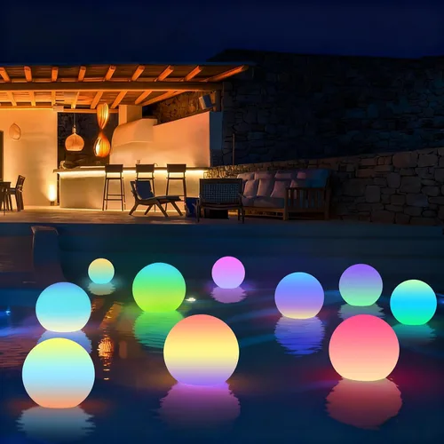 Miniatura 11 de LOFTEK Bola de luz flotante recargable para piscina, lámpara LED de 3 pulgadas, luz RGB que cambia de color para bañera de hidromasaje, luces LED