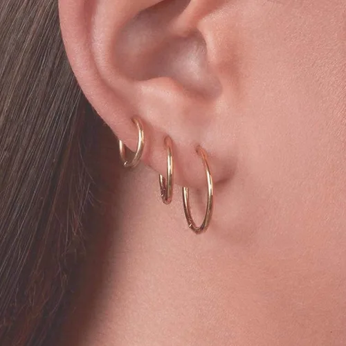 Miniatura 4 de Gacimy Aretes de aro de oro para mujer chapados en oro real de 14 quilates con poste de plata de ley 925