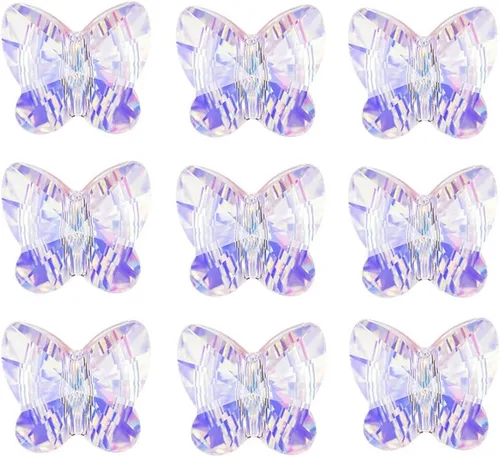 LONGWIN 60 cuentas de cristal de mariposa AB de 0.394 pulgadas con agujero vertical Adabele Austria Butterfly Glass Colgantes de cuentas para