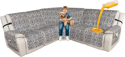Miniatura 16 de ALIECOM Fundas de sofá modular reclinable en forma de L, 100% impermeables, fundas para sofá seccional, fundas lavables con estampado, protector